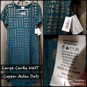 #3805 Lularoe Carly LARGE (16-20) Aztec Gold Green